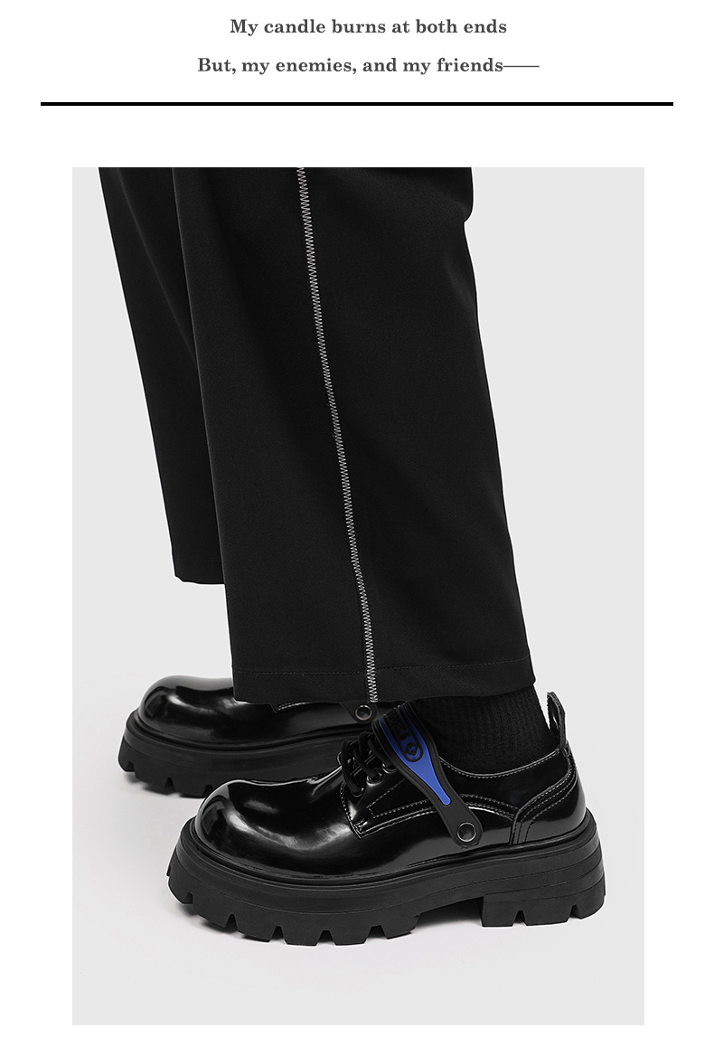 Scarpe Derby da uomo in pelle con punta tonda e suola spessa, stile britannico estivo, ShoeVault_voghion.com