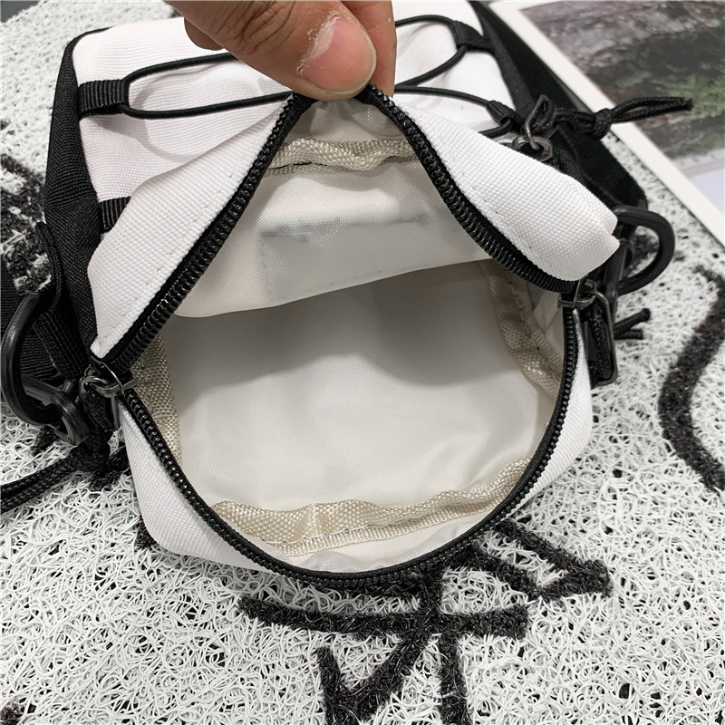 67g Weight Zipper Closure Type Single Shoulder Strap Strap Type Crossbody Bag Bags Type Nylon Material Letter Pattern Streetwear Style Square Shape Khaki, Light Grey, White, Black Color Small Size Small Nylon Letter Streetwear Square Zipper Crossbody Bag 92