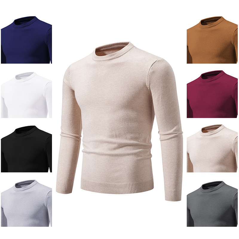 Factory wholesale men's sweater sweater foreign trade cross-border solid color round neck pullover sweater Youth plus size sweater Factory wholesale men's sweater sweater foreign trade cross-border solid color round neck pullover sweater Youth plus size sweater