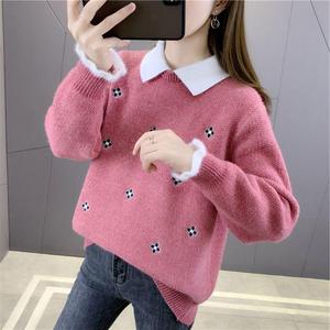 Thickened outside wear a versatile foreign style sweater， loose inside wear a bottomed shirt