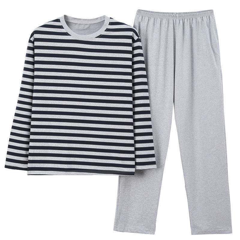Pijamas de primavera y otoño de algodón de manga larga para hombres pijamas de otoño e invierno para hombres jóvenes de mediana edad delgada día de verano traje de uso doméstico