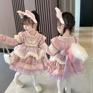 Girls' Lolita Princess Dress Spring and Summer Children's Lina Belle Dress Birthday Dress 2025 New Style