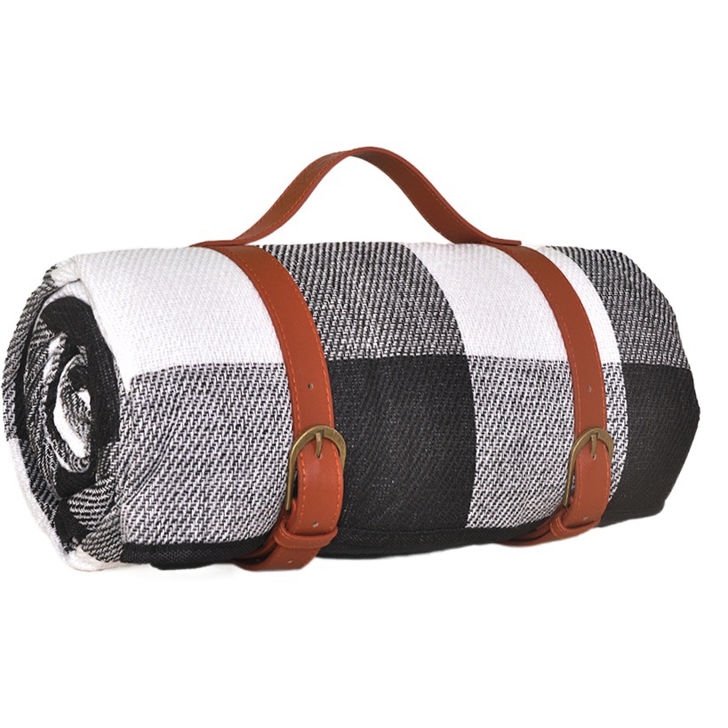 En stock correa de cuero estera de picnic al aire libre estera a prueba de humedad de tres capas engrosada estera de playa suministros para acampar