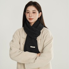 跨境含羊毛纯色围巾冬季女款百搭柔软极简风针织户外御寒保暖围脖