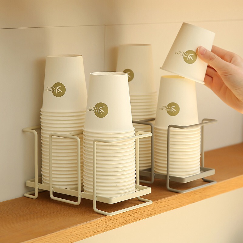Japanese-style Paper Cup Holder Disposable Cup Taker Wrought Iron Cup Storage Rack Household Coffee Tea Cup Holder