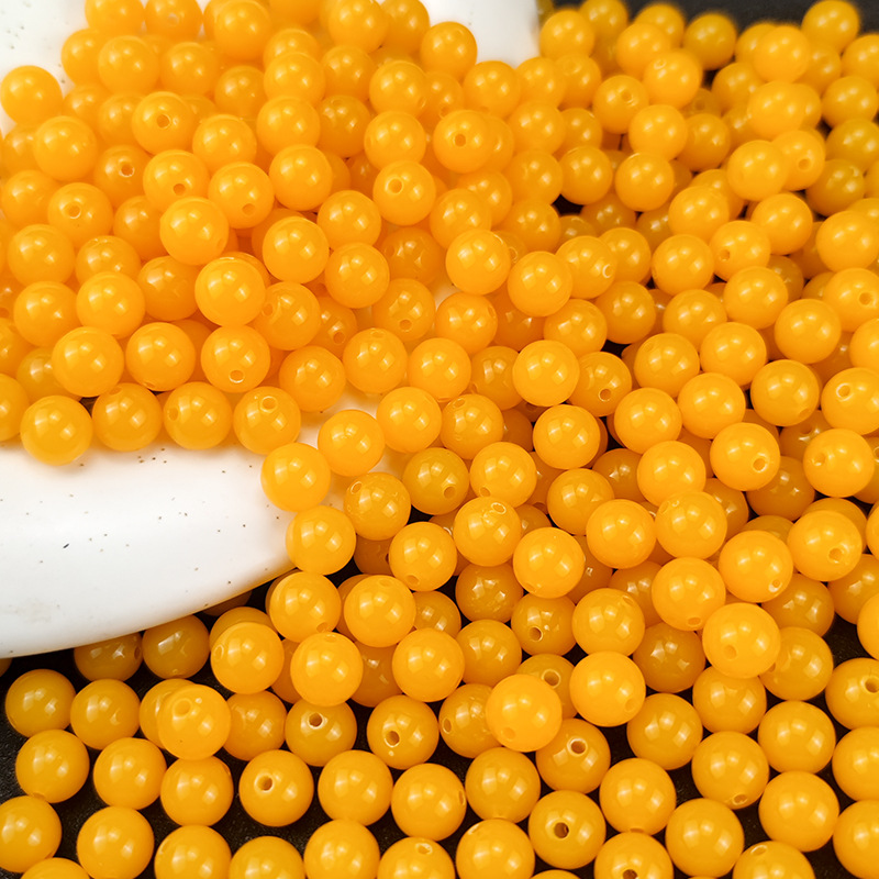 Imitation Beeswax Color Round Bead Bracelet Spacer Beads Loose Beads Wholesale Ethnic Style Material DIY Resin Plastic Jewelry Accessories