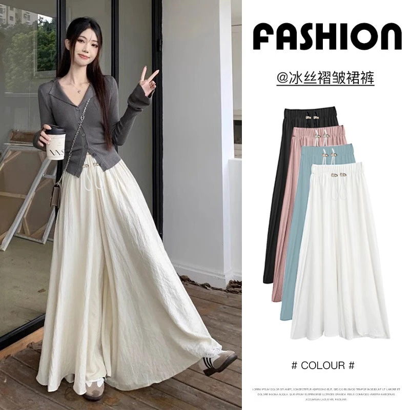 Ready-Made Maternity Wear That Can Be Worn after Giving Birth, New Summer Style Rope Loose Wide-Leg Pants and Skirts, Casual Slimming Look Nine-Point Pants and Skirts