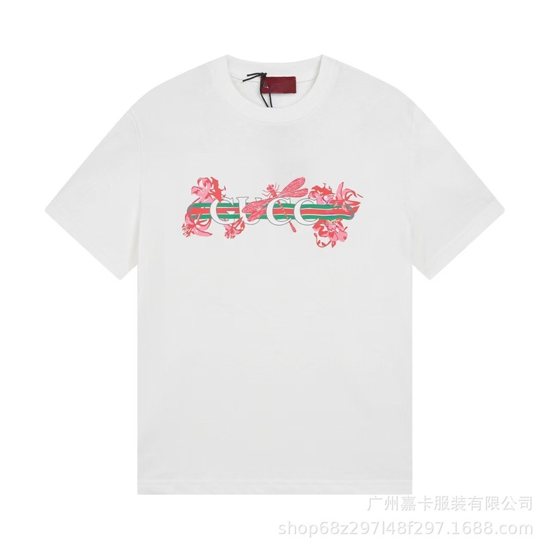 クロスボーダーハイエンドGファミリーTシャツラウンドネックフロントロゴ柄シリーズカジュアル男女同型半袖Tシャツ|undefined