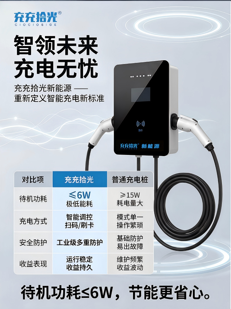 Charging Station for Electric Vehicles with Dual Gun Charging, 14Kw Ac Slow Charging, Suitable for Home and Commercial Use