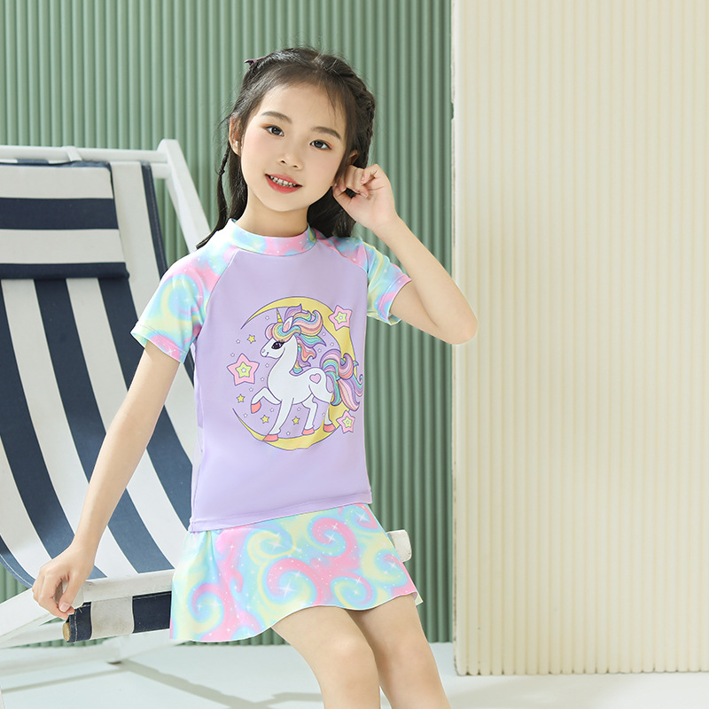 Niños traje de baño niñas 2023 nuevo verano niños split unicornio princesa spa