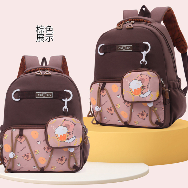 Mochila infantil Capibara caricatura niños mochila de jardín de infantes 4 años de edad 6 años de edad, mochila de niña encantadora