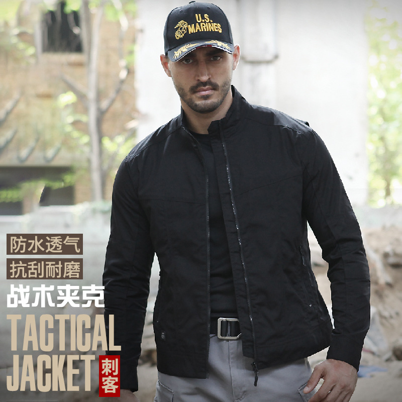 Archon Tactical Jacket Men's Spring and Autumn Single Layer Stand Collar Jacket Military Fan Short Outdoor Jacket Waterproof and Windproof