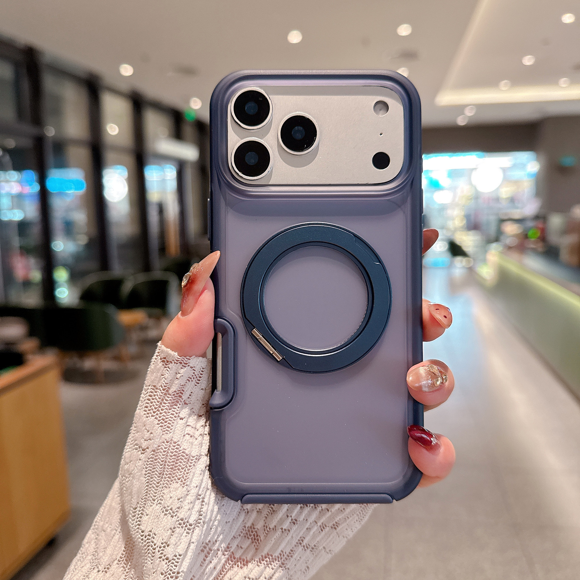Nuevos productos de explosión transfronteriza adecuados para iPhone17PM 360 soporte grueso de caso de teléfono móvil, piel de caso de teléfono a prueba de caídas