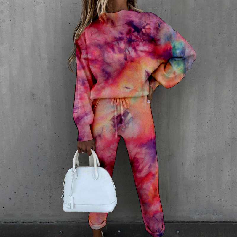 tie-dye printing high-neck long-sleeved clothes set NSZH37435