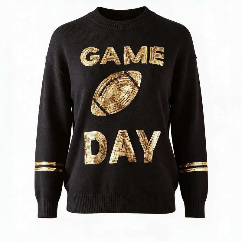 GAME DAY cross-border European and American knitwear, Amazon round-neck pullover, women's NFL football game outfit, sweater GAME DAY cross-border European and American knitwear, Amazon round-neck pullover, women's NFL football game outfit, sweater