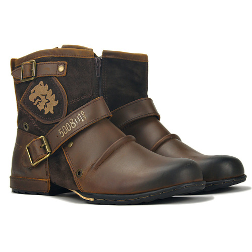 Men's Shoes Boots Warm Leather Vintage Motorcycle Male Boots