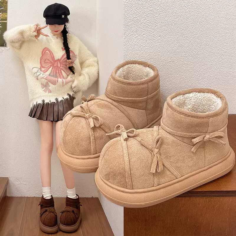 南波万厚底雪地靴女冬季新款网红ins加绒加厚防滑短筒保暖棉鞋女
