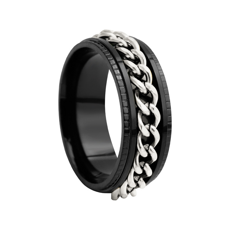 Heißer Verkauf Schmuck Herren Kette Drehen Edelstahl Dekompression Ring Standard-US-Größe Optional Multi-Color Matching_voghion.com