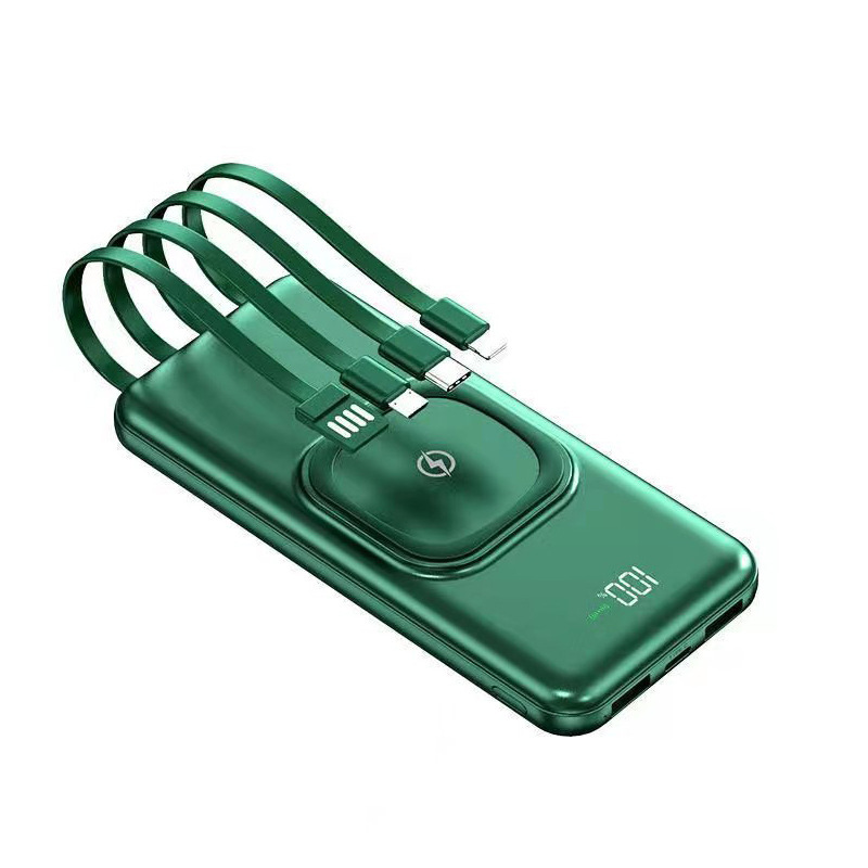 Fábrica delgada cuadrada cargador de paquete flexible para teléfonos móviles generales cargador de paquete flexible al aire libre fuente de alimentación portátil con cable propio