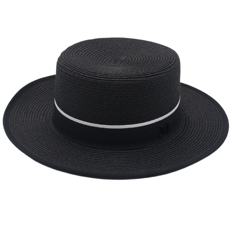 Women's Pastoral Simple Style Color Block Straps Wide Eaves Straw Hat display picture 3