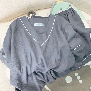 2025 Men's Outwear Short-sleeved Shorts Summer Thin V-neck Pajamas for Boys Clouds Cotton Home Clothes suit