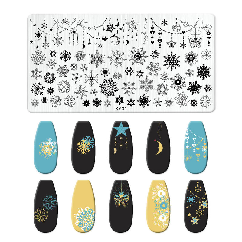 美甲印花钢板爆款雪花圣诞 NailSteelPlate转印指甲模板工具批发|undefined