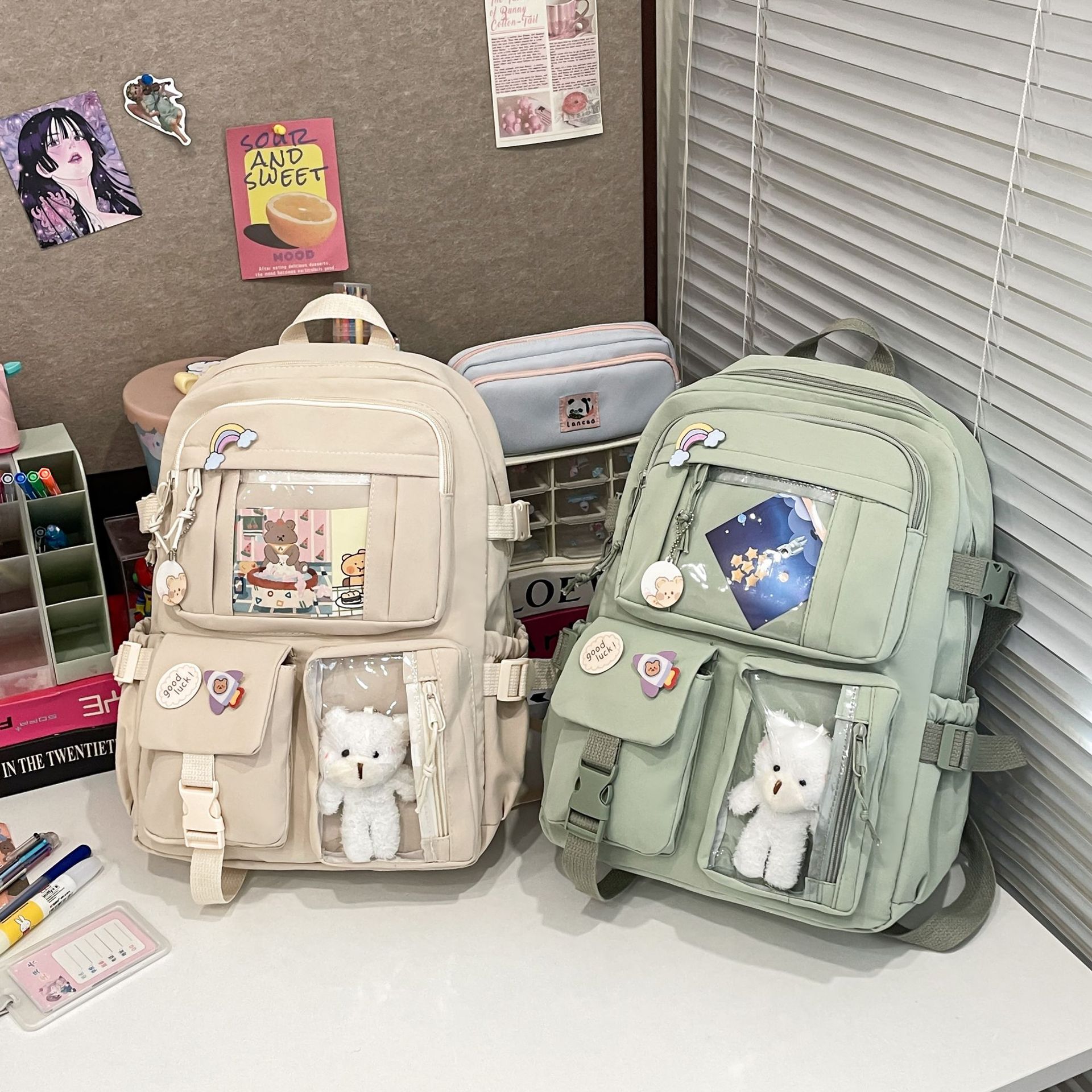 Mochila de estudiante de secundaria de gran capacidad estilo ins