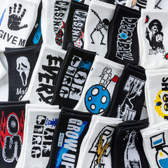 跨境亞馬遜秋冬骷髏襪子宇航員男襪 幾何女襪萬聖節中筒襪