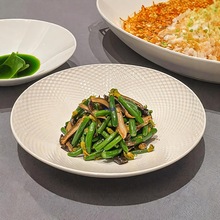 酒店中厨餐具青白斗笠砖石纹盘子斗碗冷菜凉菜盘会所特色异纹浅盘