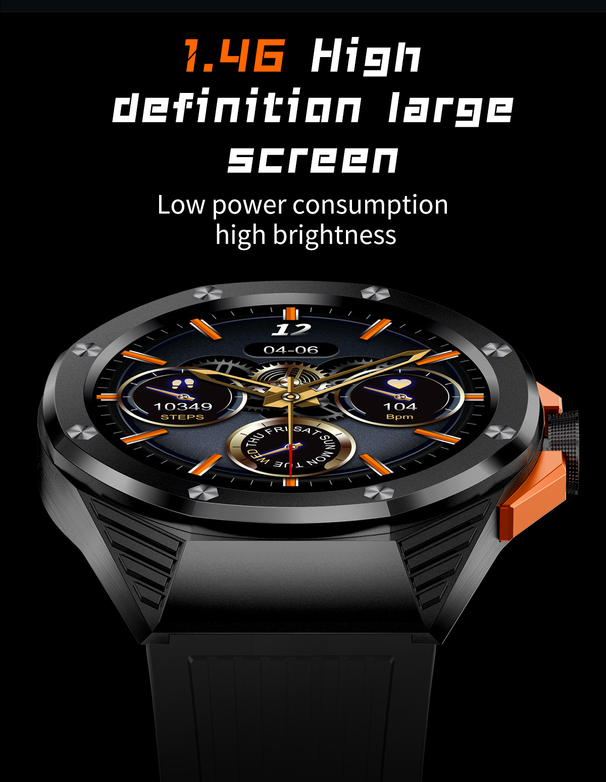 Reloj inteligente HT8 de 1,46 pulgadas con llamadas Bluetooth y codificador cardíaco_voghion.com