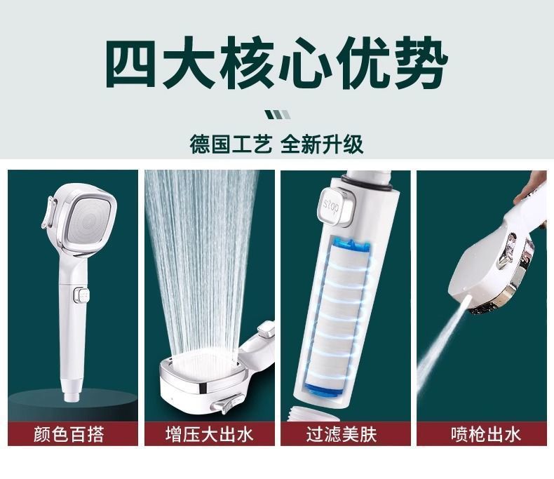 Pressurized showerhead, household super pressurized shower, bath and bathroom showerhead set Amazon [Manufacturer] details Picture