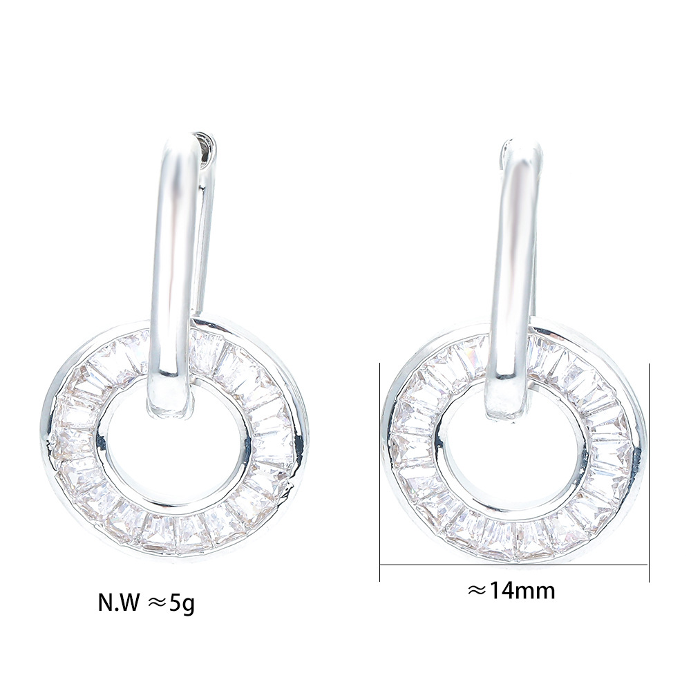 Circle Pattern Women'S Gender Fashion Circle Copper Drop Earrings Inlay Zircon Copper Earrings