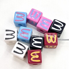 スルーホールM印字麦門カラーブロックビーズ携帯電話チェーンキーホルダーバッグ掛けdiy手作りアクセサリー散珠材料
