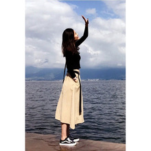 长袖法式复古桔梗初恋超仙女森系连衣裙子泫雅风两件套装女