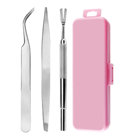 3피스 애완동물 포크 세트 + 미니 핑크 플라스틱 상자