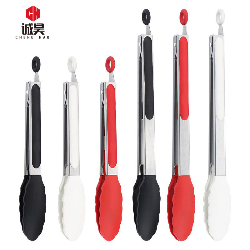 Clip de comida de silicona 7 pulgadas 9 pulgadas 12 pulgadas clip de comida de acero inoxidable resistente a altas temperaturas aislamiento de barbacoa clip de pan