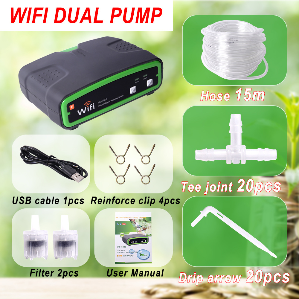 WIFI inteligente bomba doble dispositivo de riego automático teléfono móvil control remoto Dispositivo de riego balcón flor jardinería riego en maceta