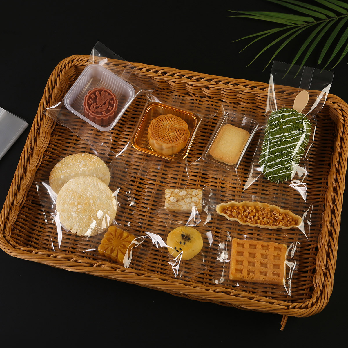 Bolsa de embalaje transparente de alta definición, bocadillos de grado alimenticio, dulces, bolsas de sellado, pasteles de luna, bolsas de horneado, bolsas de sellado, stock al por mayor