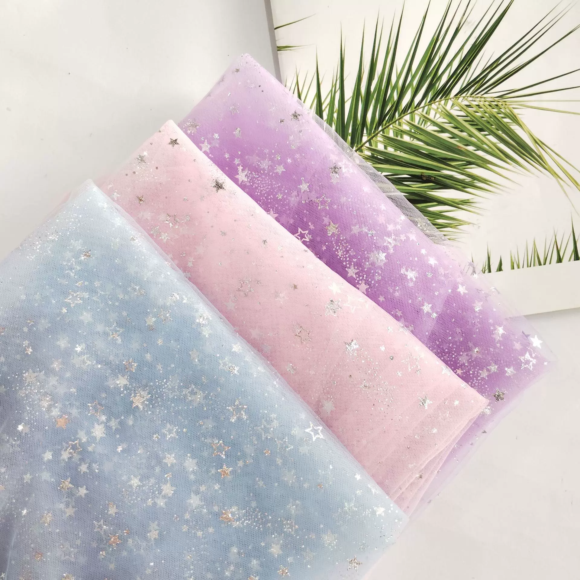 现货烫银流星锦纶网眼布婚庆服饰纱裙网纱面料diy伴手礼装饰材料