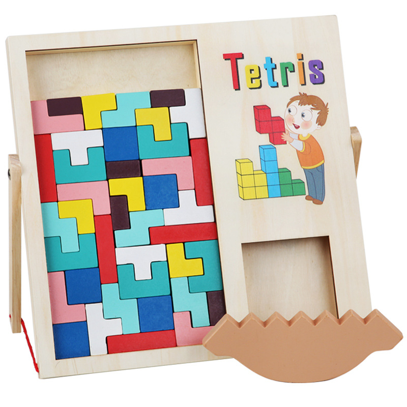 De madera tridimensional Tetris DE LOS NIÑOS Ilustración multifuncional espacio de pensamiento juego de puzzle tres-en-uno
