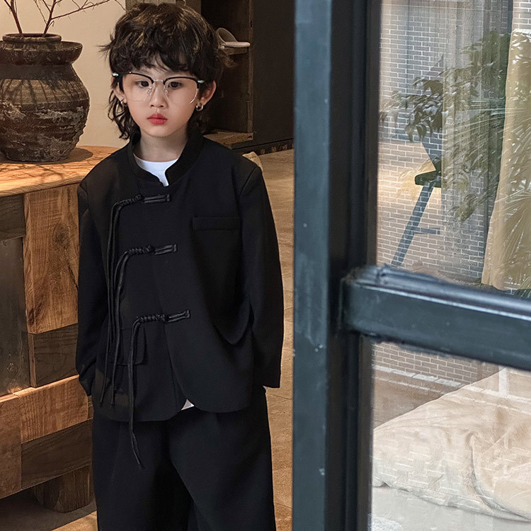 Черный цветной комплект, штаны, китайский стиль