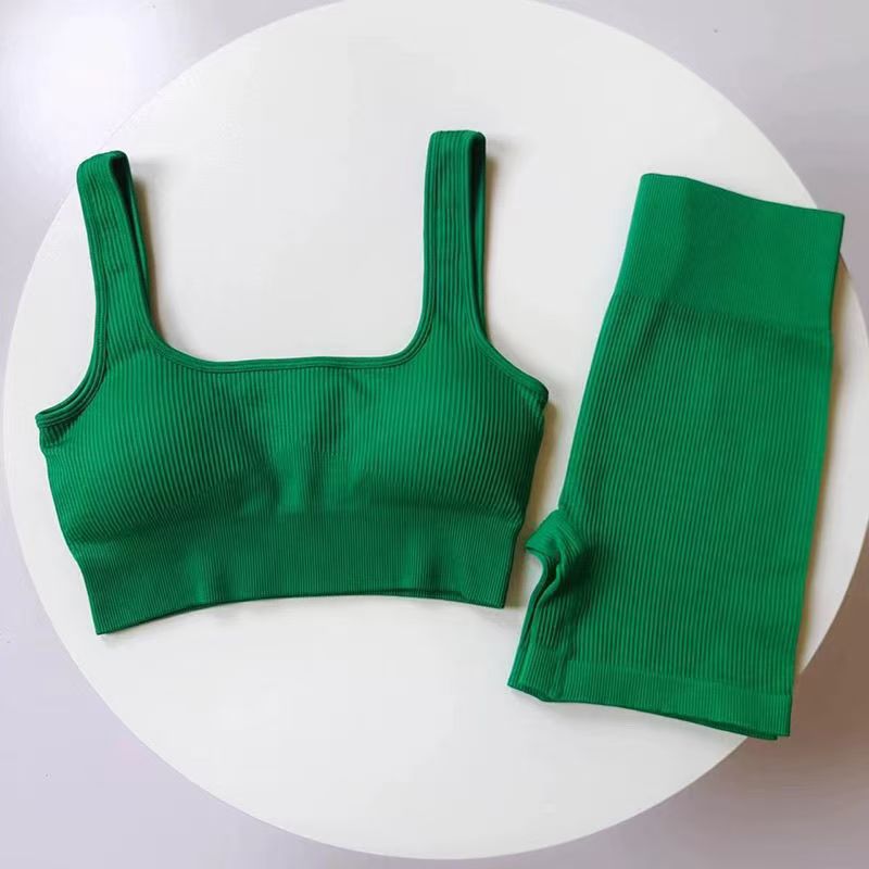 Deportes de dos piezas de entrenamiento de carrera al aire libre transpiración succión sudor ropa interior antichoque mujer alta cintura elevación de vestir conjunto