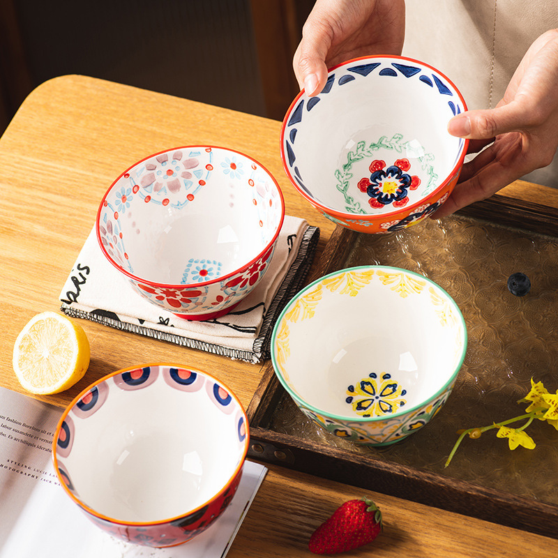 花の陶磁器のご飯の碗の家庭用の高い顔の値の小さい碗の個人の専用の食器の食事の碗のスープの碗の卸売り|undefined
