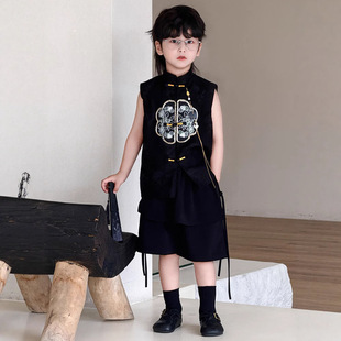 Children's Vest Suit Shorts 2025 Spring & Fall New Style New Chinese Style Boys' Tang Suit Hanfu National Style One-Piece Drop Shipping Trend