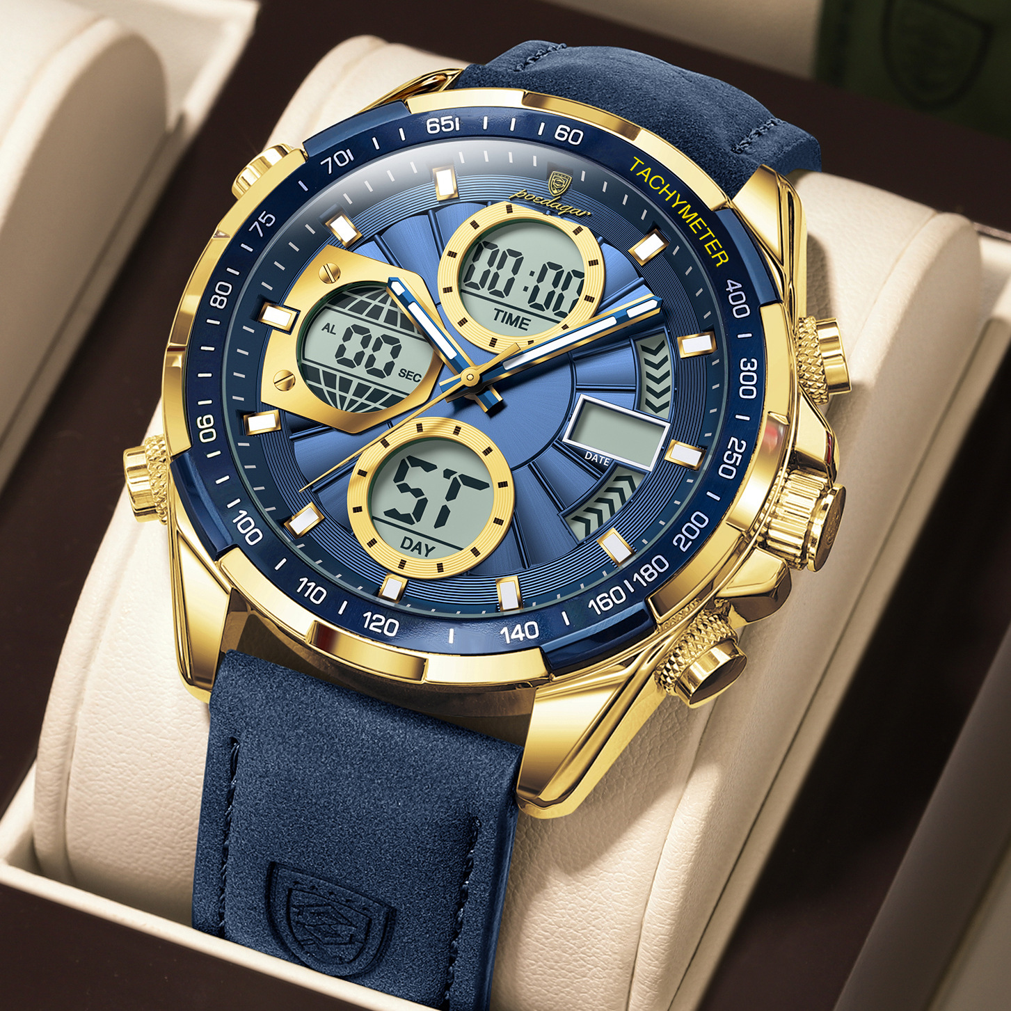 POEDAGAR / PEDAGAR nuevo reloj electrónico cronógrafo multifuncional de luz nocturna para hombres reloj de comercio exterior en vivo