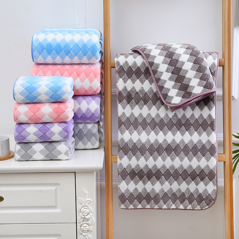 New Knitted Coral Fleece Three-Color Striped Terrycloth Bath Towel Gift Set Towel Beach Towel Warm Fleece Soft Absorbent