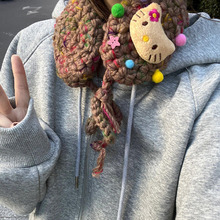 diy针织毛线冬季手工制作可爱kt猫彩色小猫耳罩保暖护耳防冻耳罩