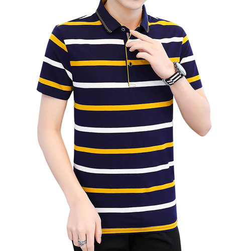 Selected POLO Shirts Pure Cotton Men's Short Sleeve T-Shirts Collar Men Summer Trendy Cool Loose Turn-up Half Sleeve Top