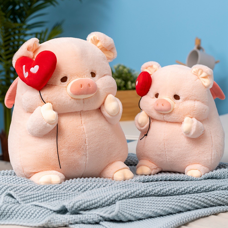 可爱网红天使猪毛绒玩具七夕情人节爱心气球小猪娃娃公仔生日礼物