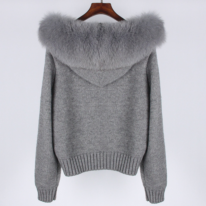 Women's Clothing Spring Jacket Women Zipper Real Fox Fur Collar Hooded Cardigan Tops Jacket Women High end Spring and Autumn_ipsvogv.com